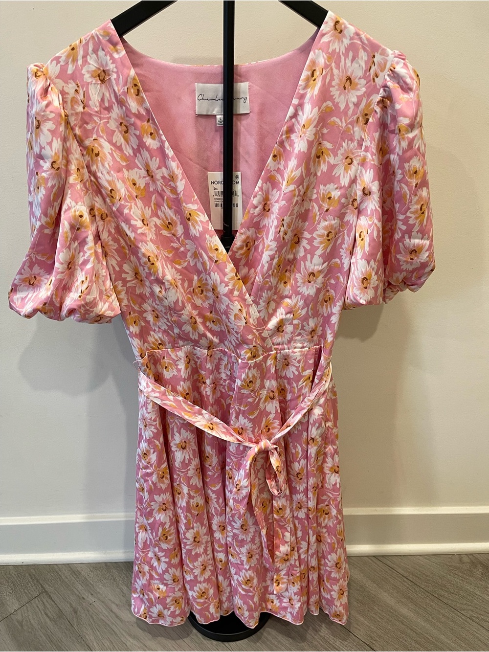 Charles Henry Pink Daisy Wrap Dress Size L